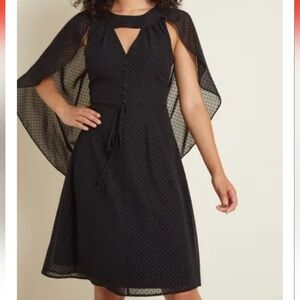 Modcloth Elegant Black Cape Dress